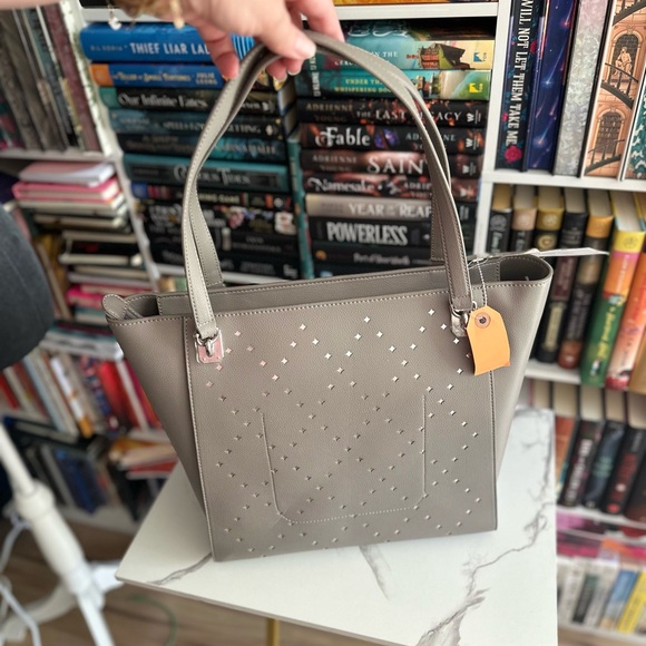 Ralph Lauren Double RL Grey with silver diamond cutouts Tote Bag - Picture 3 of 8